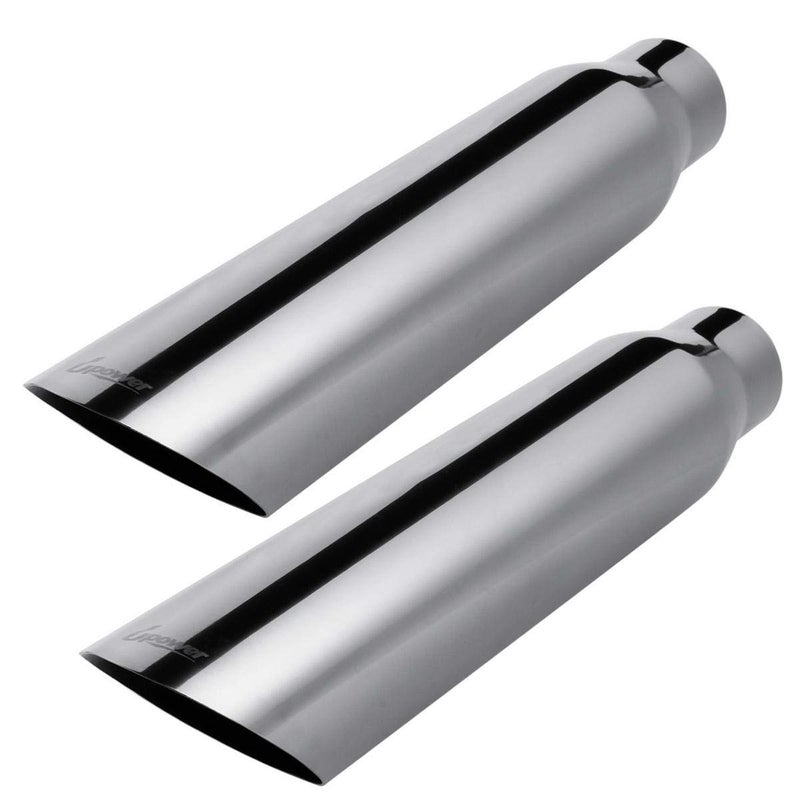Upower Exhaust Tip 2.5" Inlet x 3.5" Outlet x 18" Overall Length Universal Trucks Car Stainless Steel Weld On Exhaust Tailpipe 2.5" to 3.5" 18" Long (2PCS) - Image 1